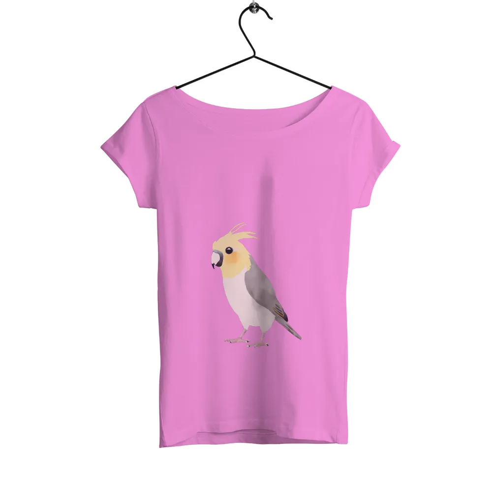 T-Shirts Pattern: Charlie the Cockatiel - Joyful Bird Design|bleach tie dye on grey shirt