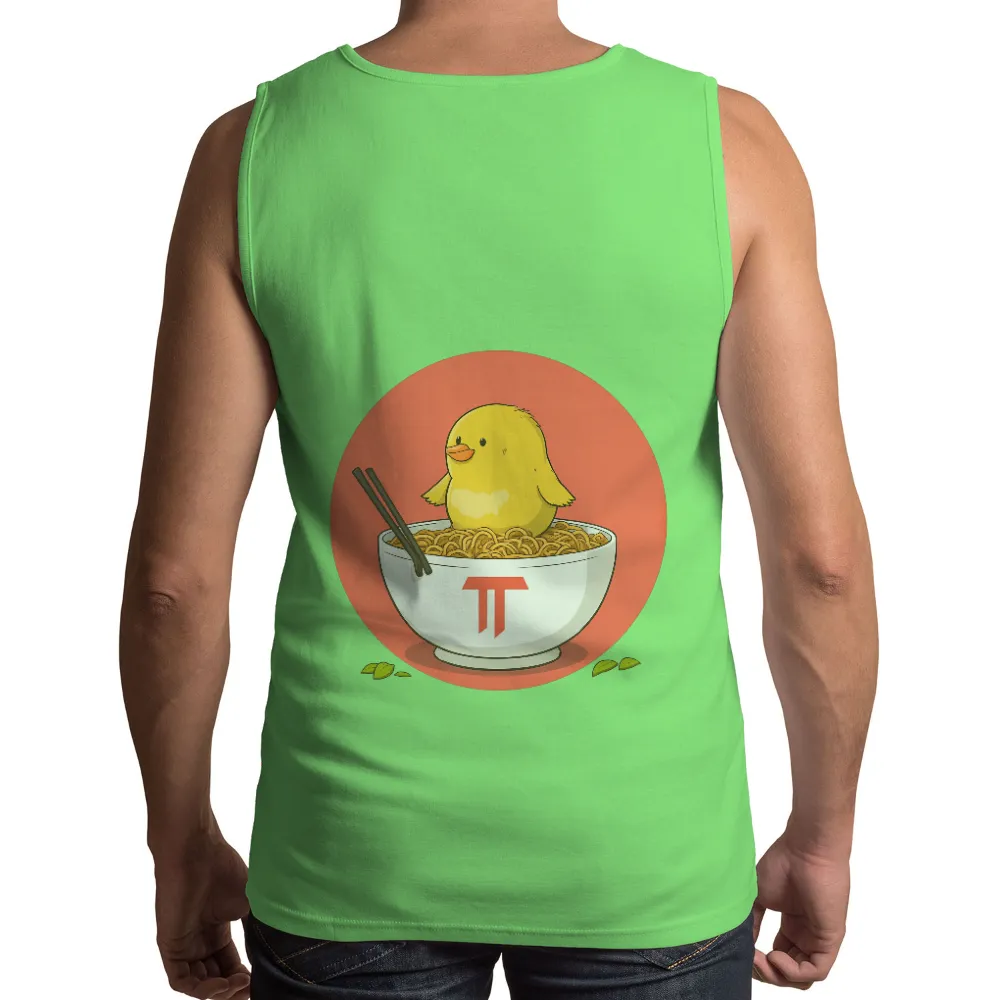 Custom T-Shirt Printing: Whimsical Chick on Noodles - Comfort Food Joy| bowl of noodles