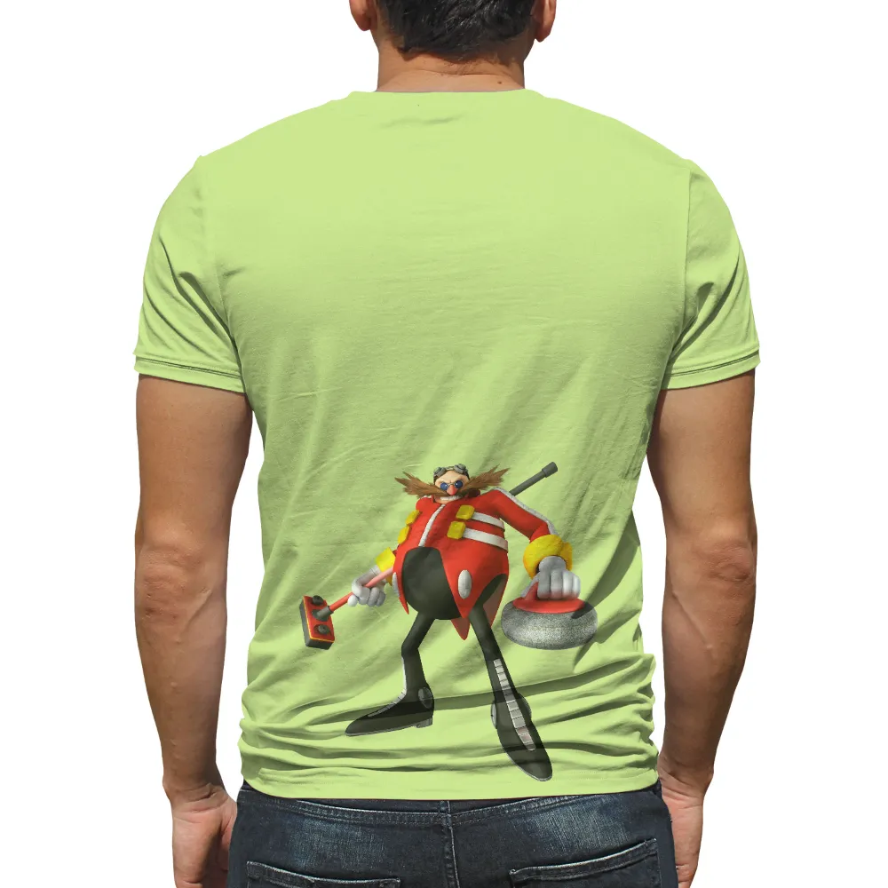 Shirts Graphic Tees: Dr. Eggman Curling - A Quirky Gaming Design|military t shirts humor uk