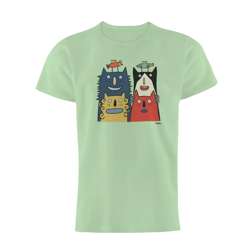 Tee Shirt Printing: Whimsical Friends with Fish Crowns|Two characters with fish crowns