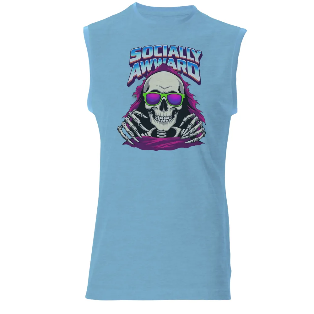 Tee Shirts Printed: Socially Awkward Skeleton in Retro Sunglasses|midoriya vintage shirt