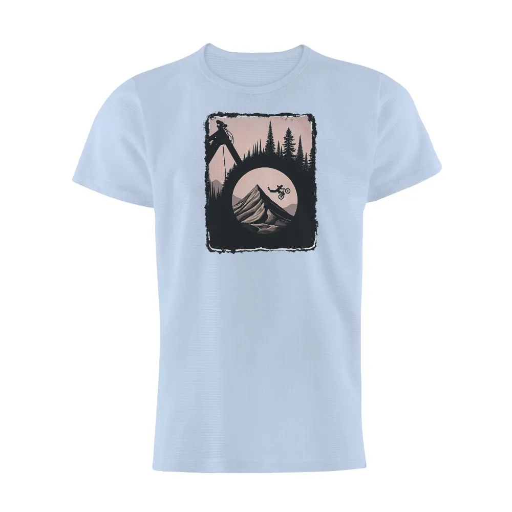 Custom T-Shirt Printing: Mountain Biking Adventure Under the Moon|casual vintage sun moon t shirt