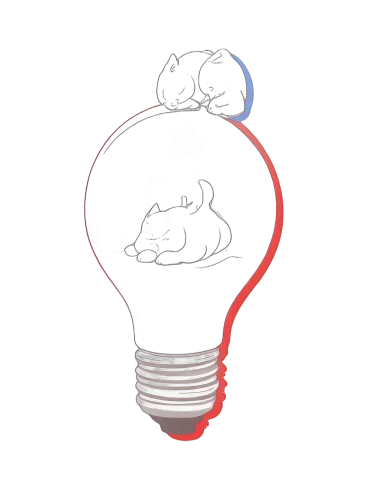 T-Shirts Design: Harmony in a Lightbulb - Cat and Dog Friends