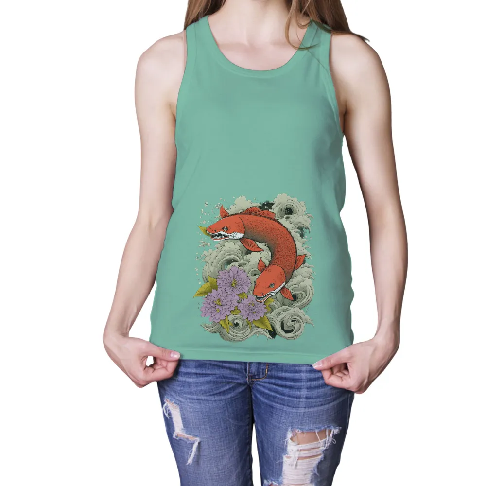 T-Shirts Pattern: Koi Transformation - Nature's Dualities|mom to the 4th power shirt