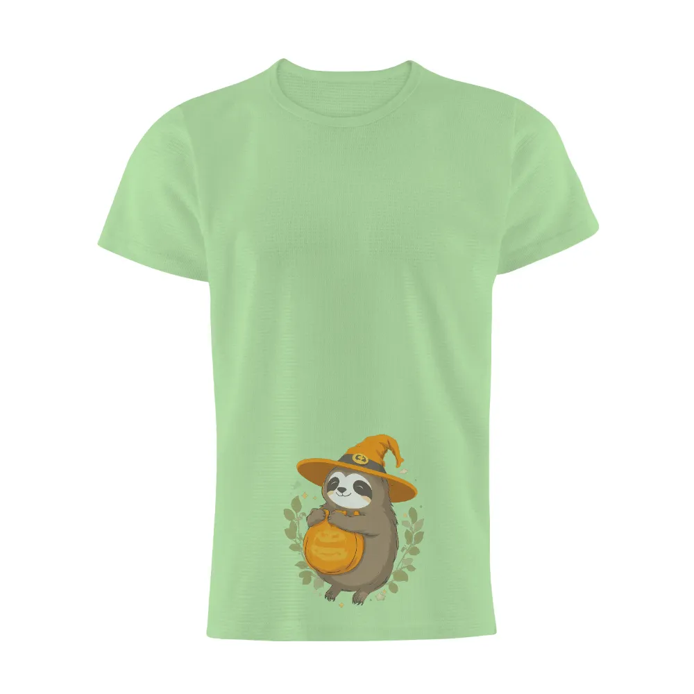 Custom Tee Shirts: Adorable Sloth Witch with Pumpkin|hydro flask shirts for halloween