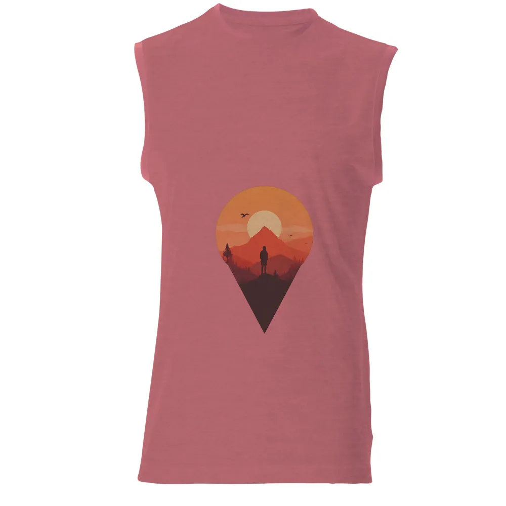 Sunset Mountain Silhouette Design: Embrace Nature's Serenity|t shirt painting on nature