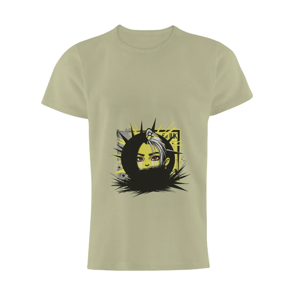 T-Shirt Printing: Bold Yellow Face with Red Eyes - Artistic Design|freedom celtics jersey