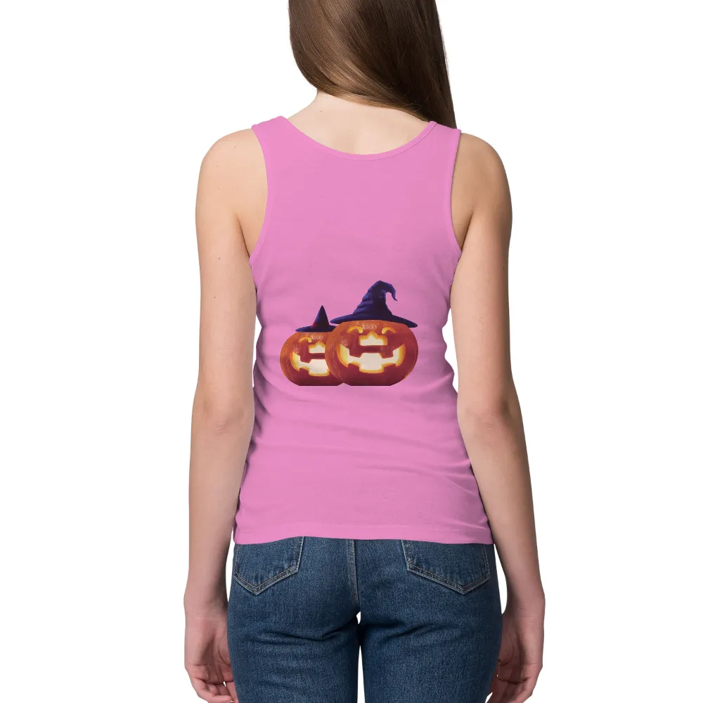 Shirts Graphic Tees: Halloween Pumpkins in Witch Hats - Spooky Fun Adventure|halloween costumes white dress shirt