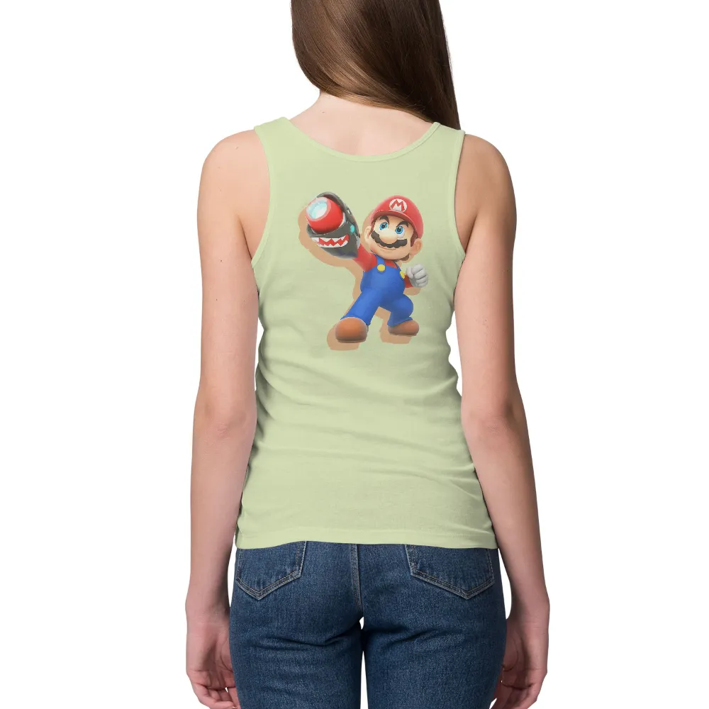 T-Shirts Design: Retro Gaming Character with Futuristic Twist|black shirt cartoon character