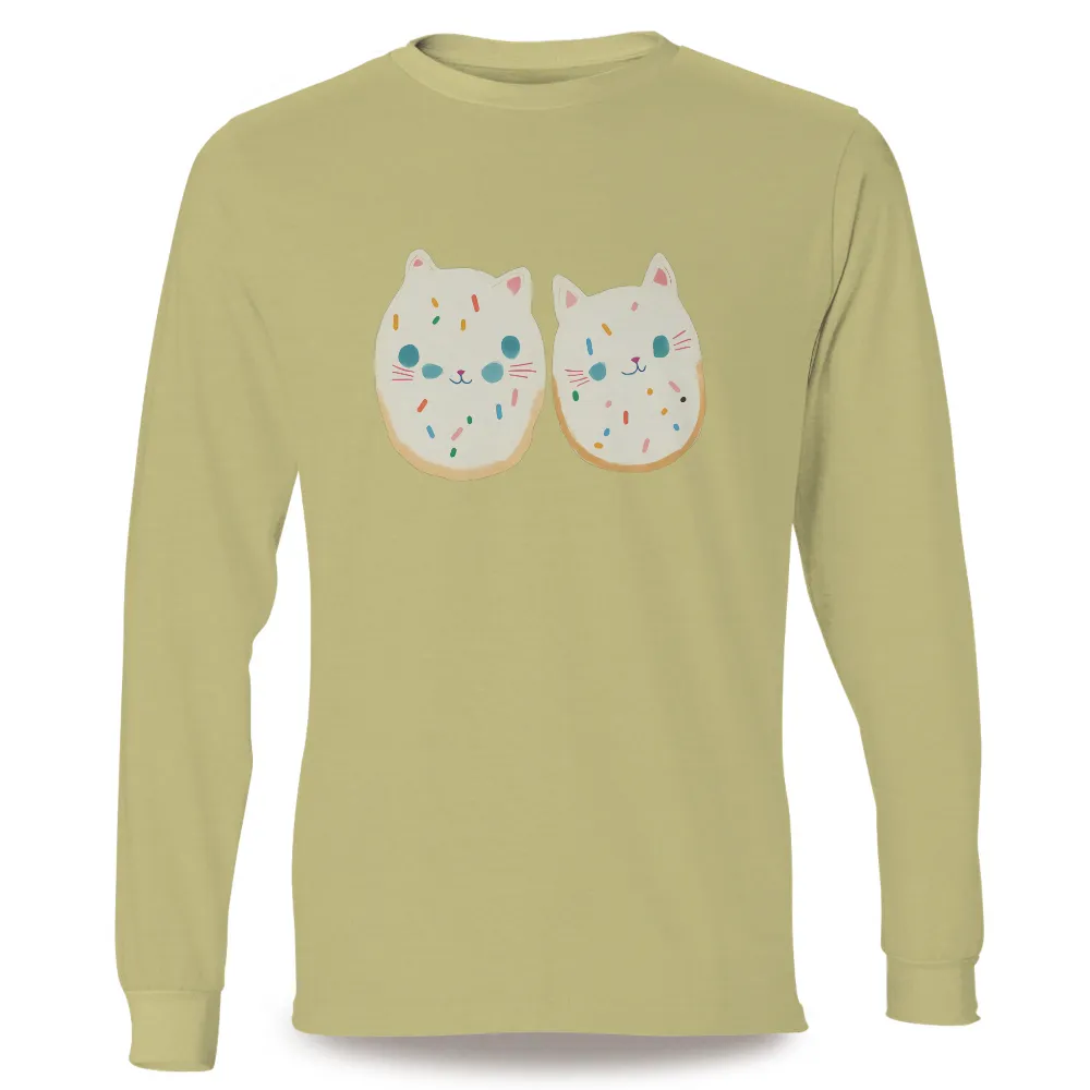 Custom Tee Shirts: Whimsical Cat Cookies | Funny & Quote T-Shirts| Two cat cookies with unique personalities