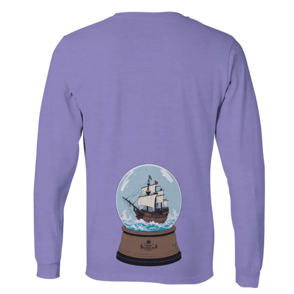 T-Shirts Pattern: Black Pearl Pirate Ship in a Snow Globe|vintage summer tees