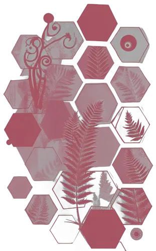 T-Shirts Custom: Ferns & Hexagons in Pink Hues