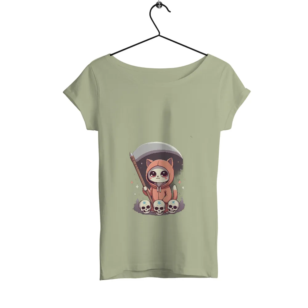 TShirt Design: Luna the Guardian Cat with Scythe and Skulls|cute valentines day shirts women