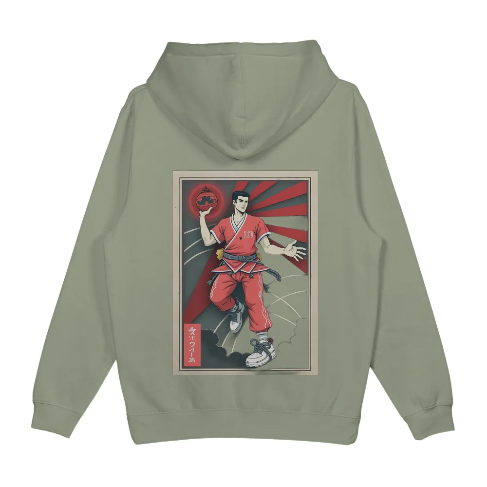 Graphic Tees: Martial Arts Fusion with Basketball|Confident martial artist in red kimono