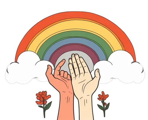 Tee Shirts Printed: Hands of Hope Under the Rainbow