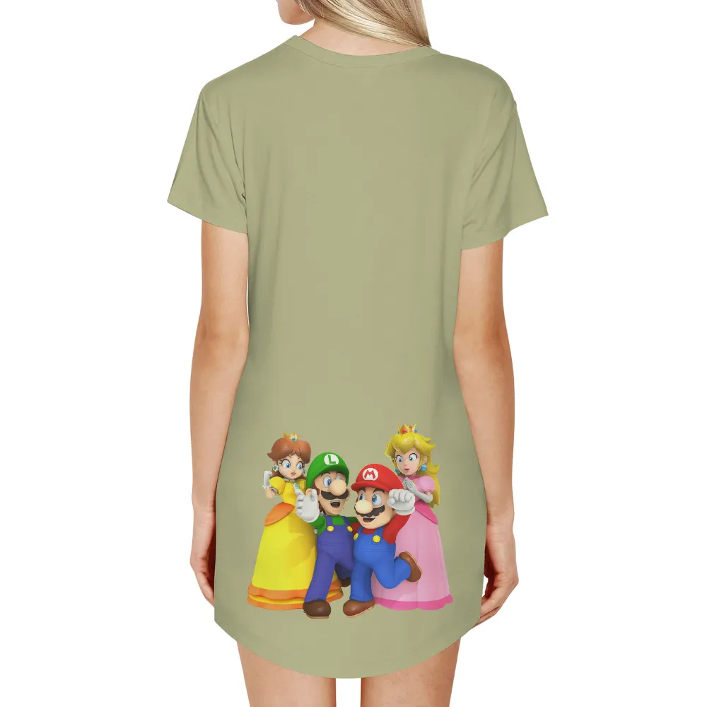 Custom Tee Shirts: Iconic Gaming Characters - Mario, Luigi, Princess Peach, Princess Daisy|mario red nose day t shirt