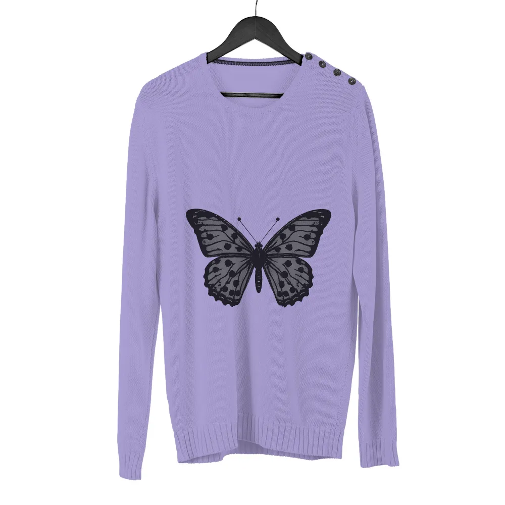 TShirt Design: Monochrome Butterfly - Transformation and Resilience|floral print knot hem butterfly sleeve top with shorts