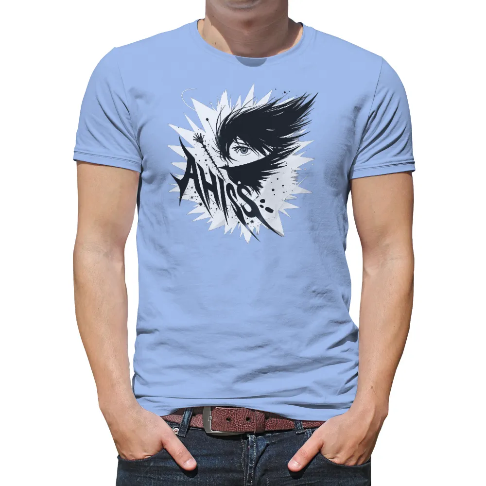 Graphic Tees: Anime Rebel with Blue Eyes and Wild Hair|guns whiskey beer and freedom flag