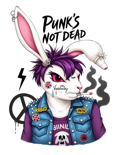 Tee Shirt Printing: Punk Rabbit - Rebellious Spirit