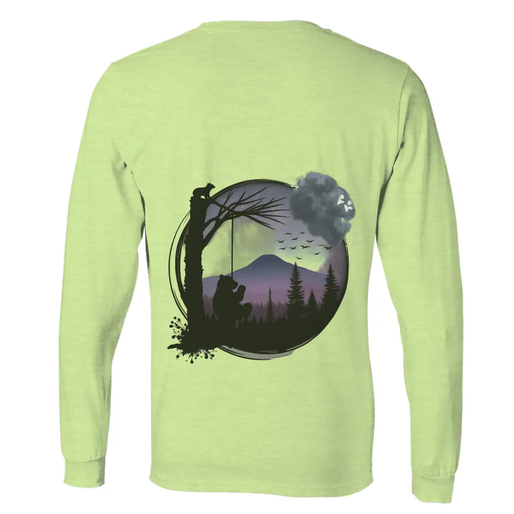 Custom Tee Shirts: Bear Gazing at the Northern Lights| night sky