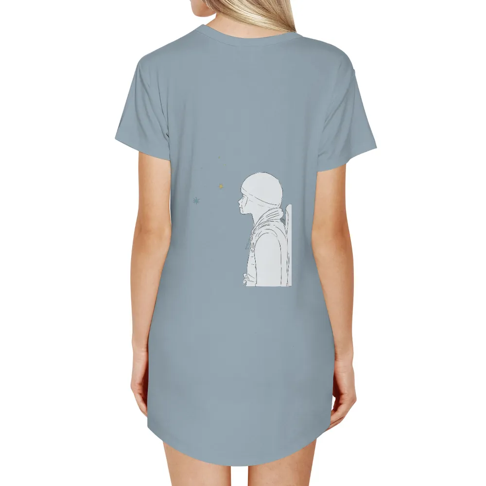 TShirt Design: Elara's Journey Under the Stars|stars hollow knit a thon shirt