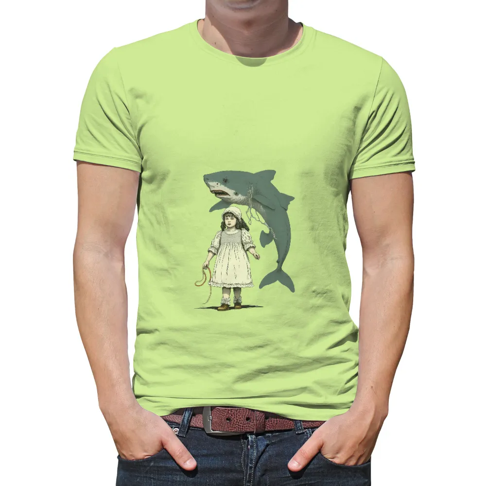 Vintage Girl and Shark Surreal Design Graphic|vintage super smash bros shirt