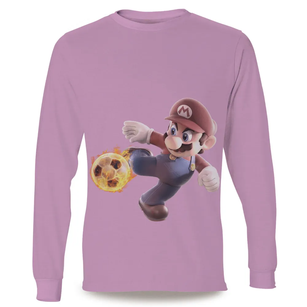 T-Shirts Design: Mario Kicks Fire Soccer Ball - Sports Gaming Pop Culture|cuauhtemoc blanco chicago fire jersey