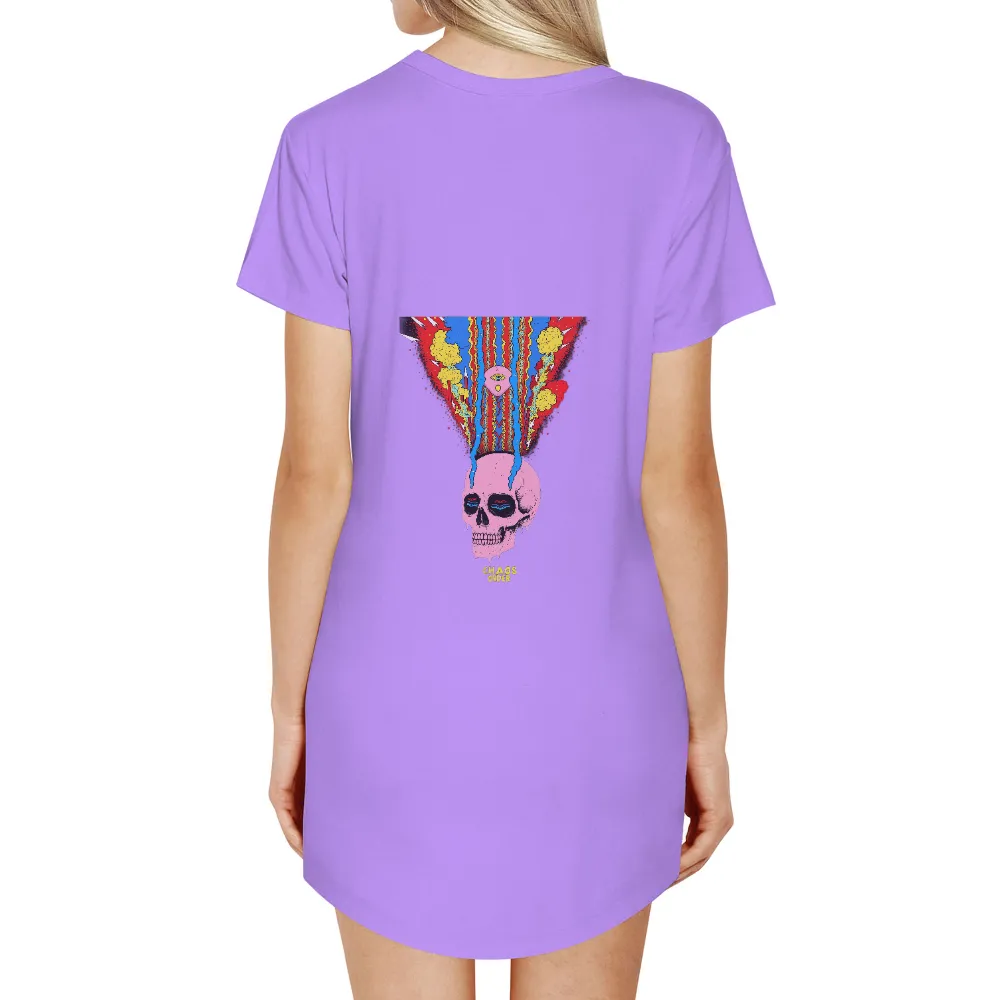 Chaos Order T-Shirt Printing | Philosophical Abstract Design|pink skull