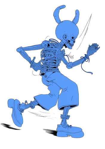 T-Shirts Pattern: The Blue Skeleton - Whimsical Horror in Vintage Style