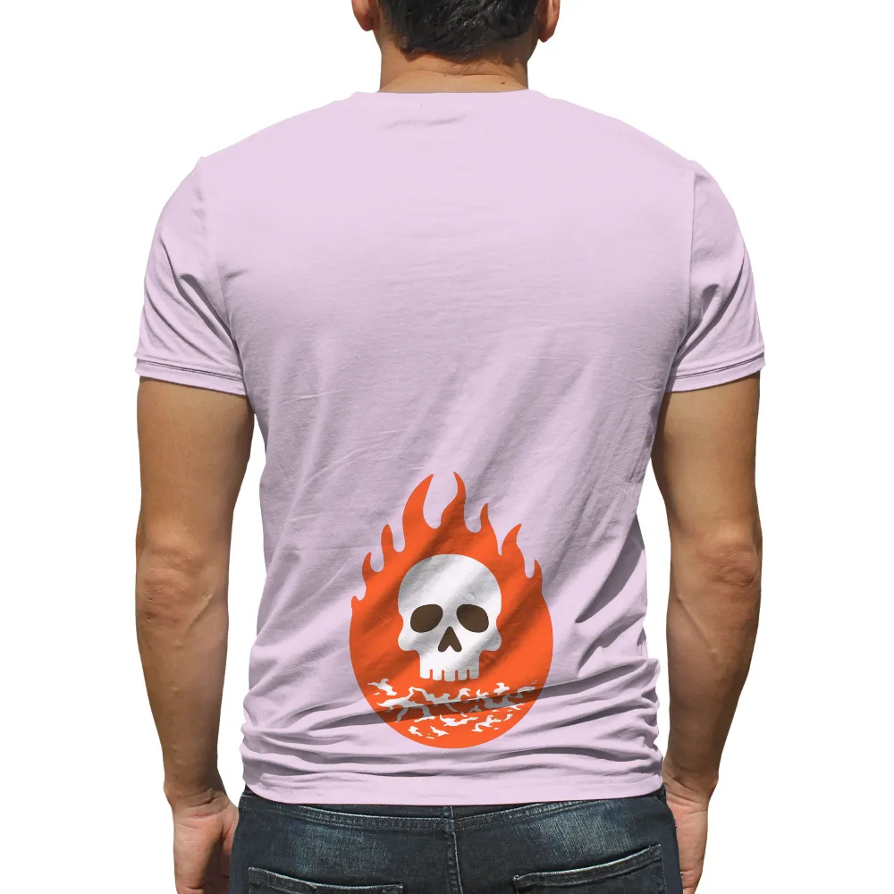 Graphic Design: Fire and Death - Skull and Flames|free fire t shirt roblox