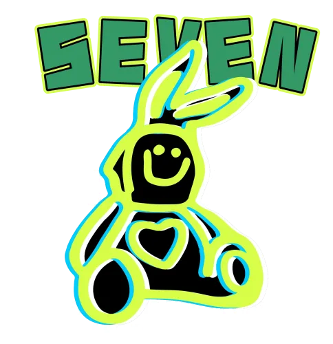 TShirt Design: Cheerful Green Bunny with Heart - SEVEN