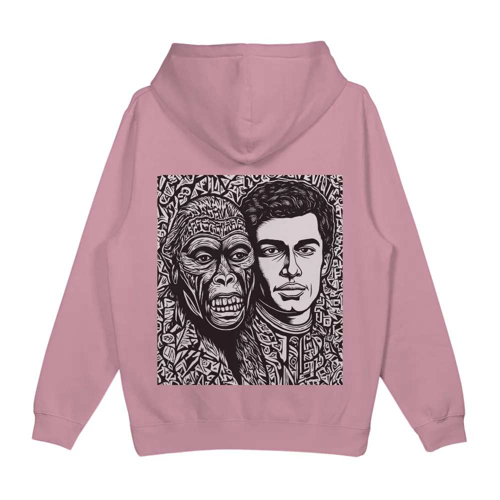 T-Shirts Design: Human and Ape Faces - Thought-Provoking Art|being human t shirts sale online