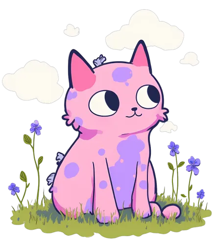 Whimsical Pink Cat TShirt Design: A Moment of Innocence and Wonder