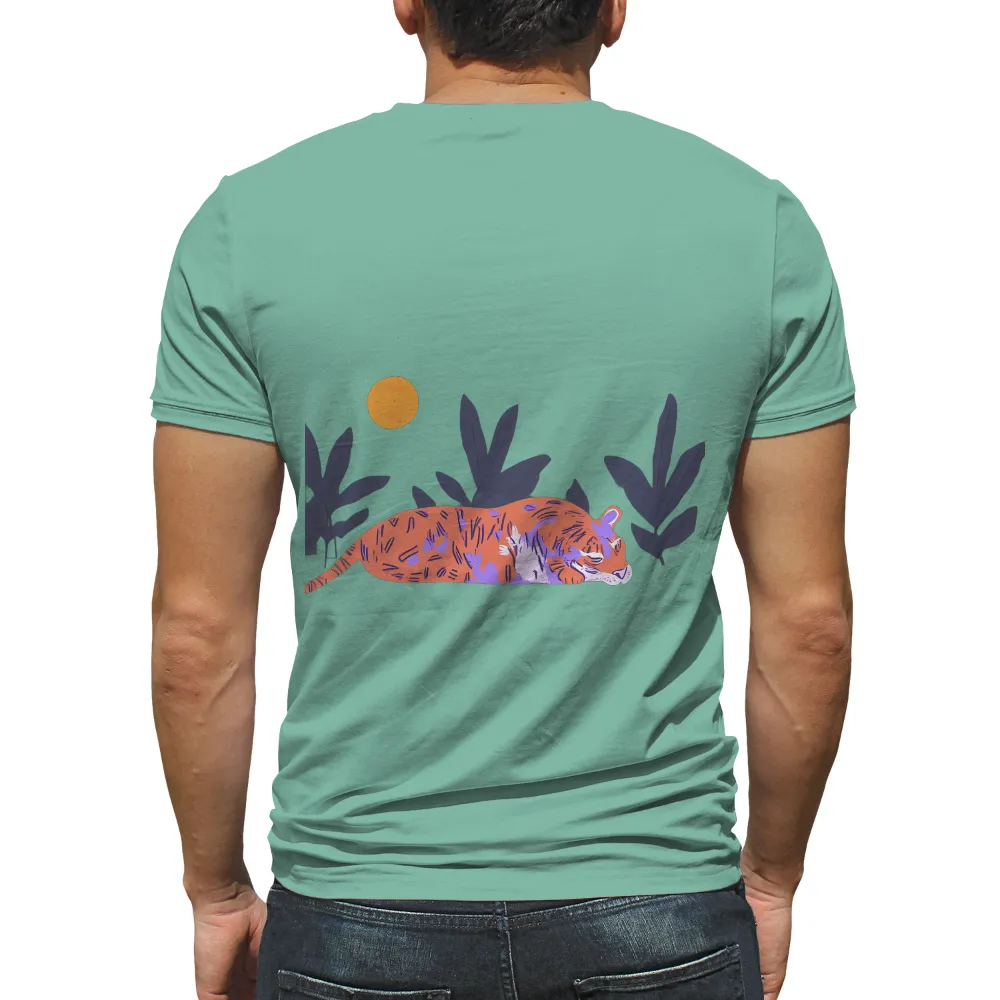 Jungle Art: Tiger Tranquility Under Moonlight - Unique Graphic Design|the timeless art of seduction t shirt