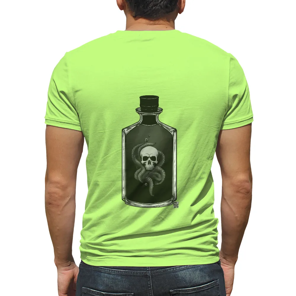 Shirts Graphic Tees: Dark Bottle with Skull and Tentacles|glow in the dark party t shirts