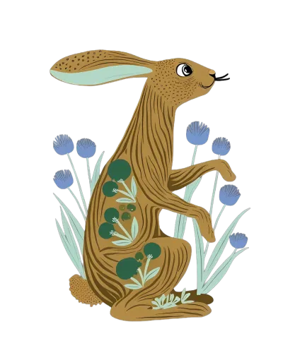 T-Shirts Custom: Whimsical Hare in Nature | Artistic Illustration