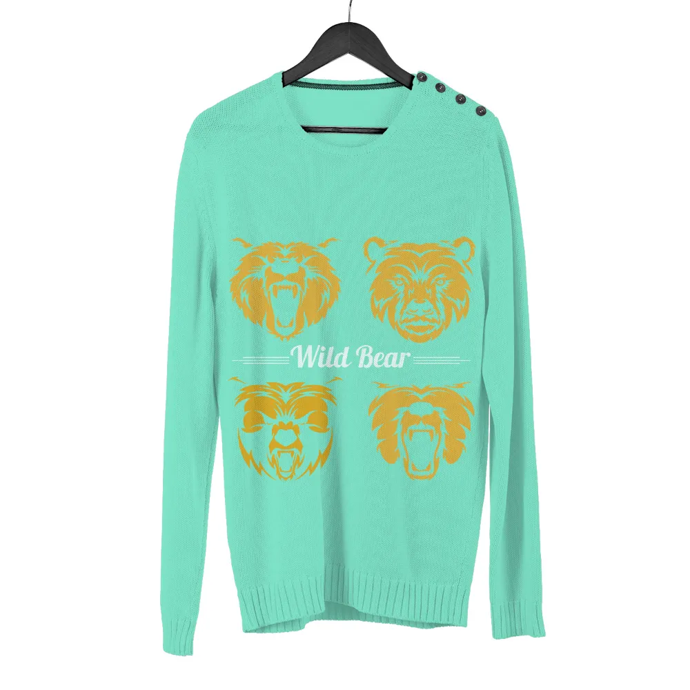 TShirt Design: Wild Bear - Strength and Protection|mens short sleeve sun protection shirts