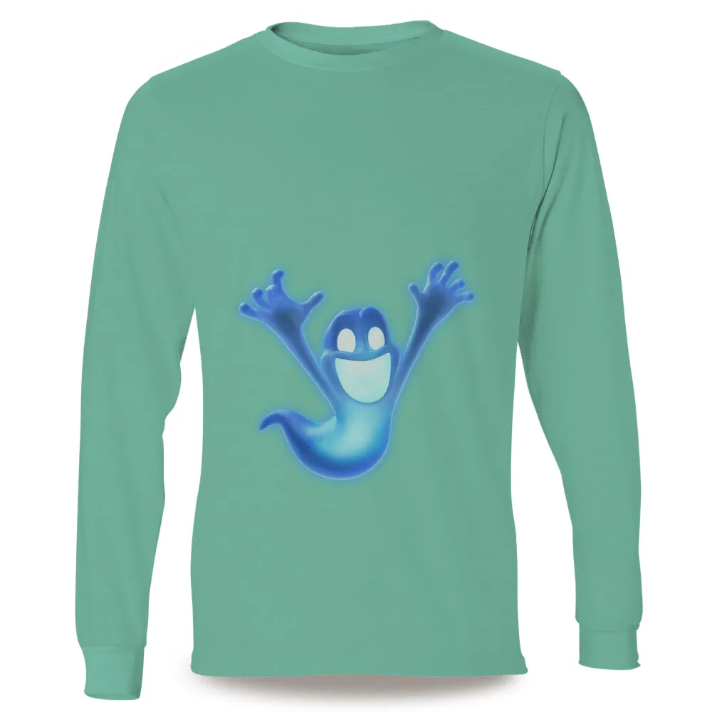 TShirt Design: Breezy the Playful Ghost|blue blue japan camp shirt