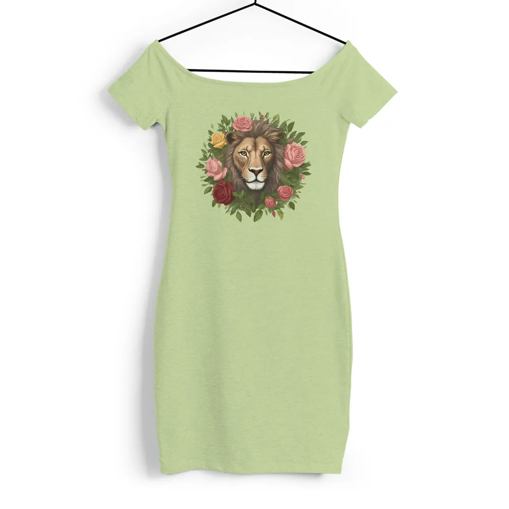 T-Shirts Design: Lion and Roses - A Blend of Strength and Beauty| Nature-inspired T-shirt design