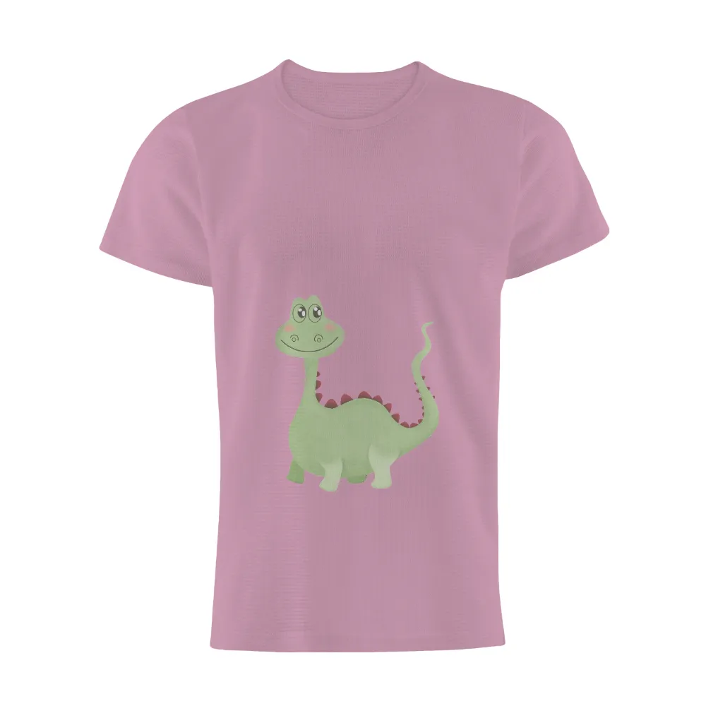 T-Shirts Design: Charming Little Green Dinosaur - Whimsical and Joyful|cute white roblox t shirt