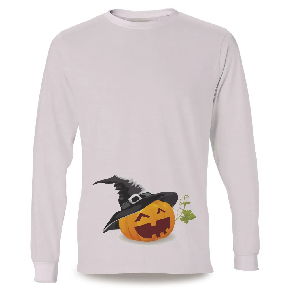 T-Shirts Custom: Halloween Pumpkin with Witch Hat - Festive Fun|halloween shirt 2022