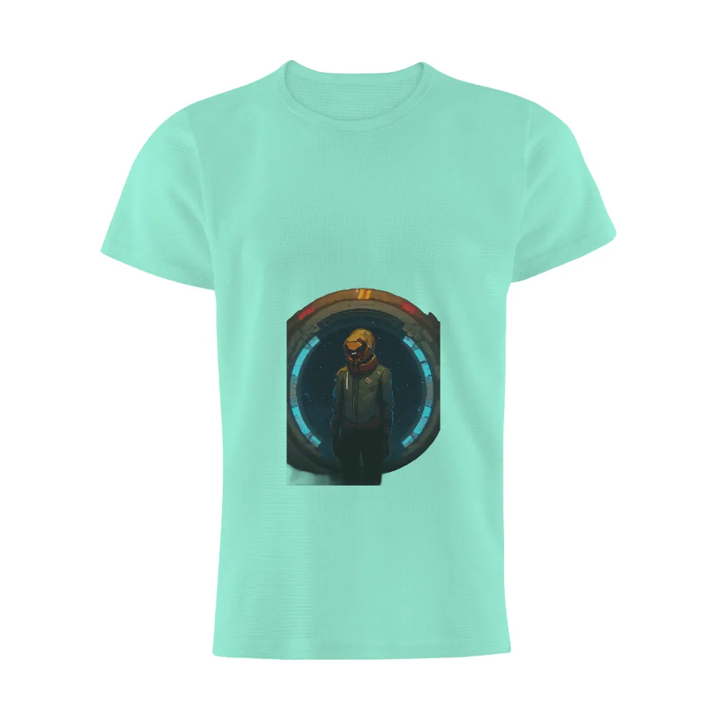 T-Shirts Custom: Alien Horror in Cyberpunk Space Station| Futuristic space station corridor