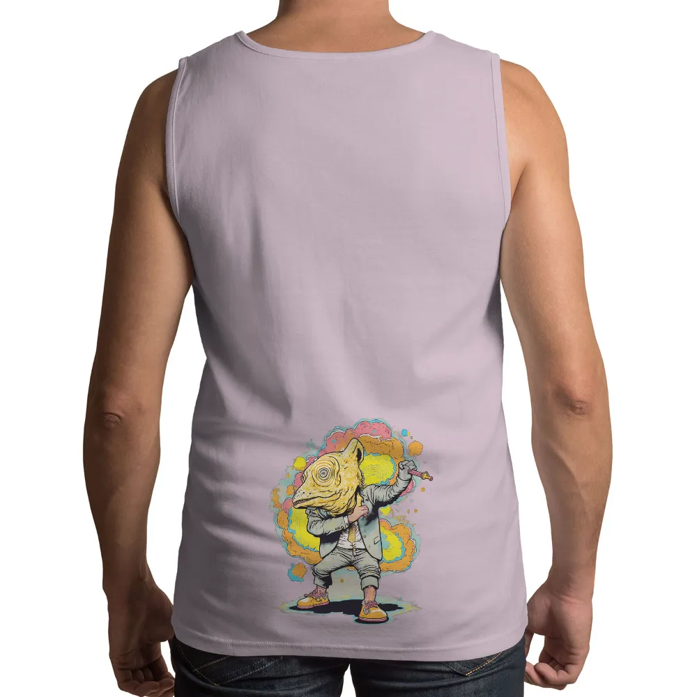 Tee Shirt Printing: Whimsical Chameleon Gentleman - Artistic Designs|colorful graffiti