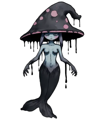 Enchanting Design: Mermaid Mushroom Fantasy Art