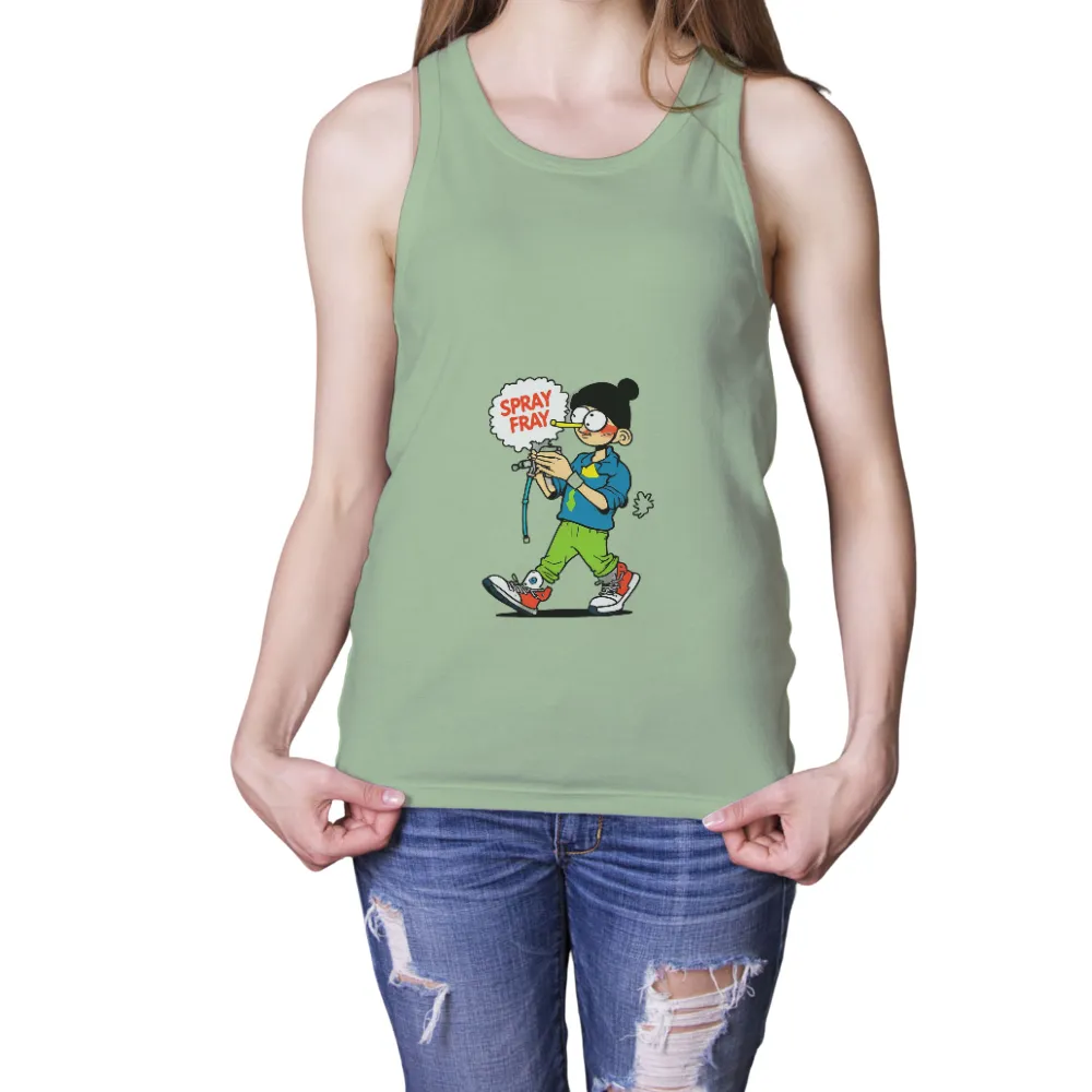 T-Shirts Design: Spray Fray - Quirky Street Art Character|quirky street art character