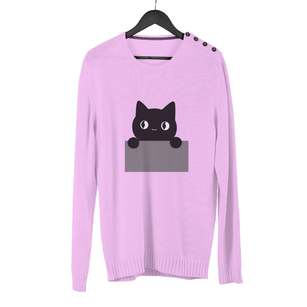 Custom Tee Shirts: Whiskers the Black Cat - Minimalist Art|cute summer shirts not cropped