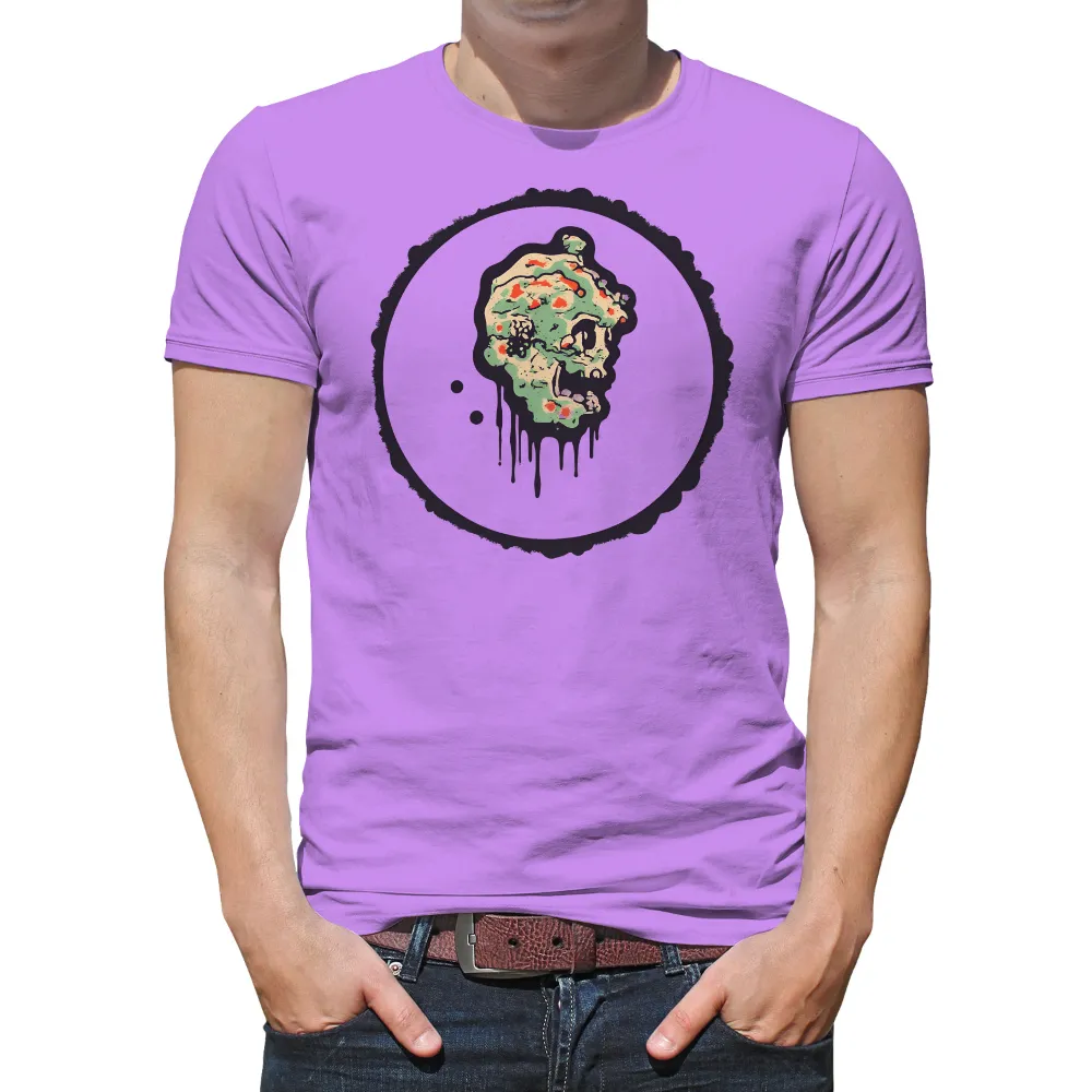 Tee Shirt Printing: Skull of Transformation - Vibrant Colors and Black Background| Symbol of decay and rebirth