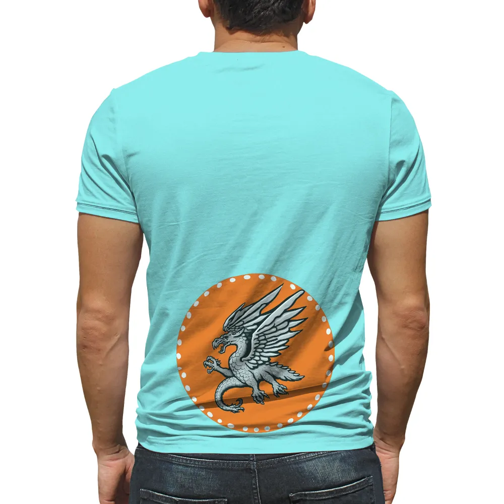 Dragon Fantasy Design with Orange Polka Dots: Bold and Striking Artwork|orange army t shirt max