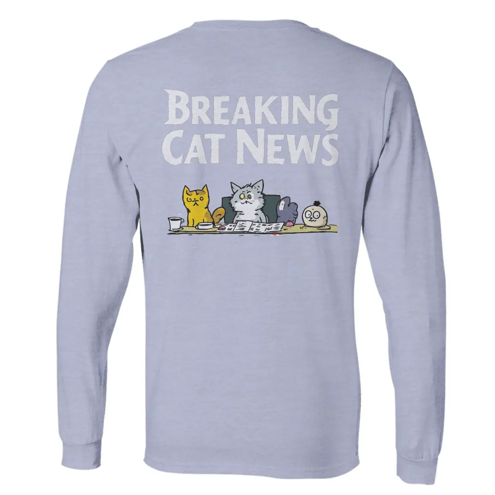 T-Shirts Custom: Breaking Cat News - Whiskers, Paws, and Muffin's Morning Brew|a fun thing to do in the morning shirt