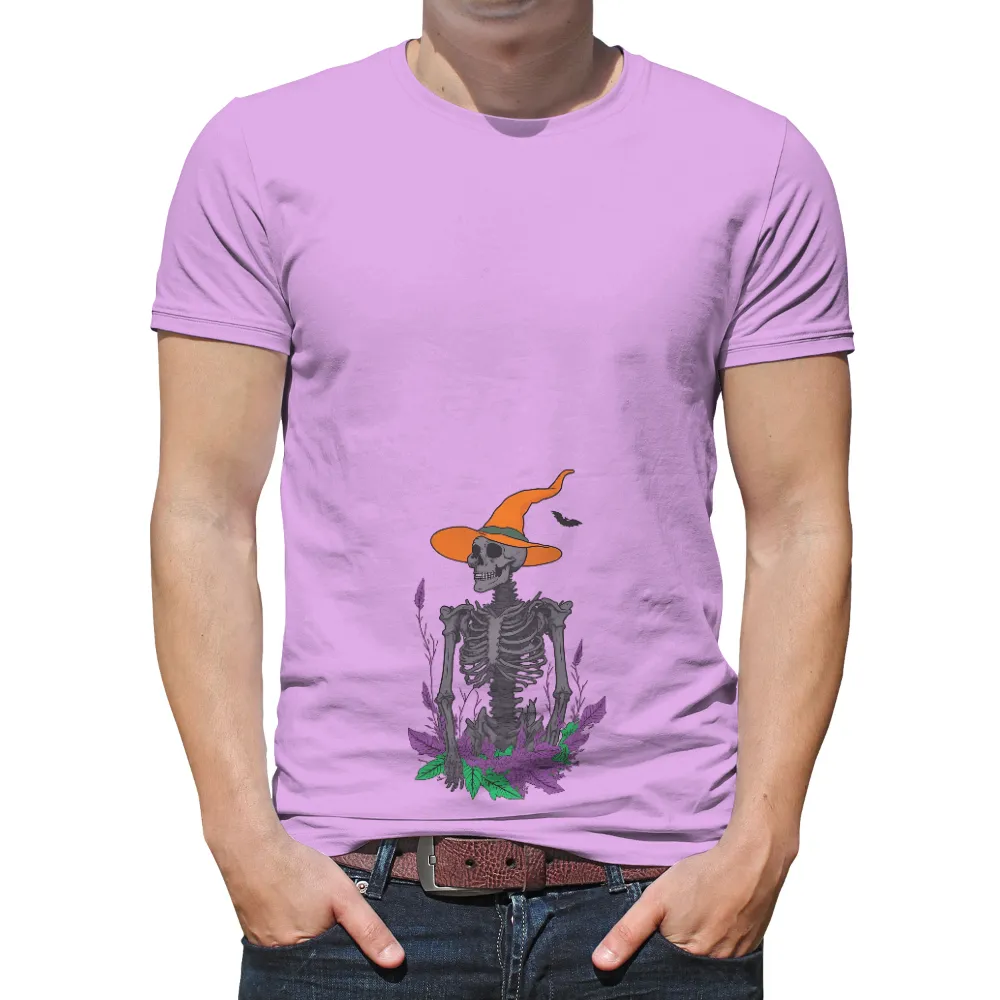 Tee Shirts Printed: Skeleton Witch Hat Halloween Whimsy|halloween costumes white dress shirt